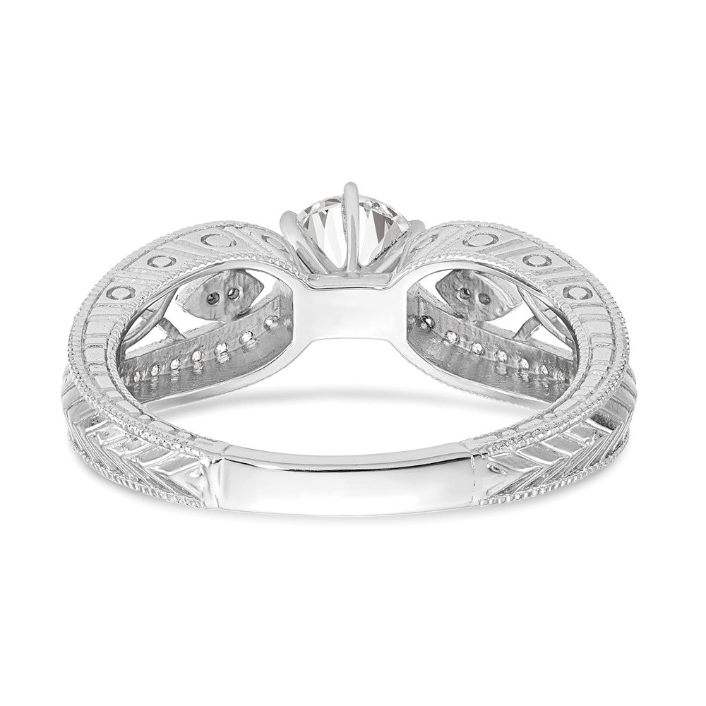 14K White Gold Vintage Peg Set 1/5 carat Diamond Semi-mount Engagement Ring