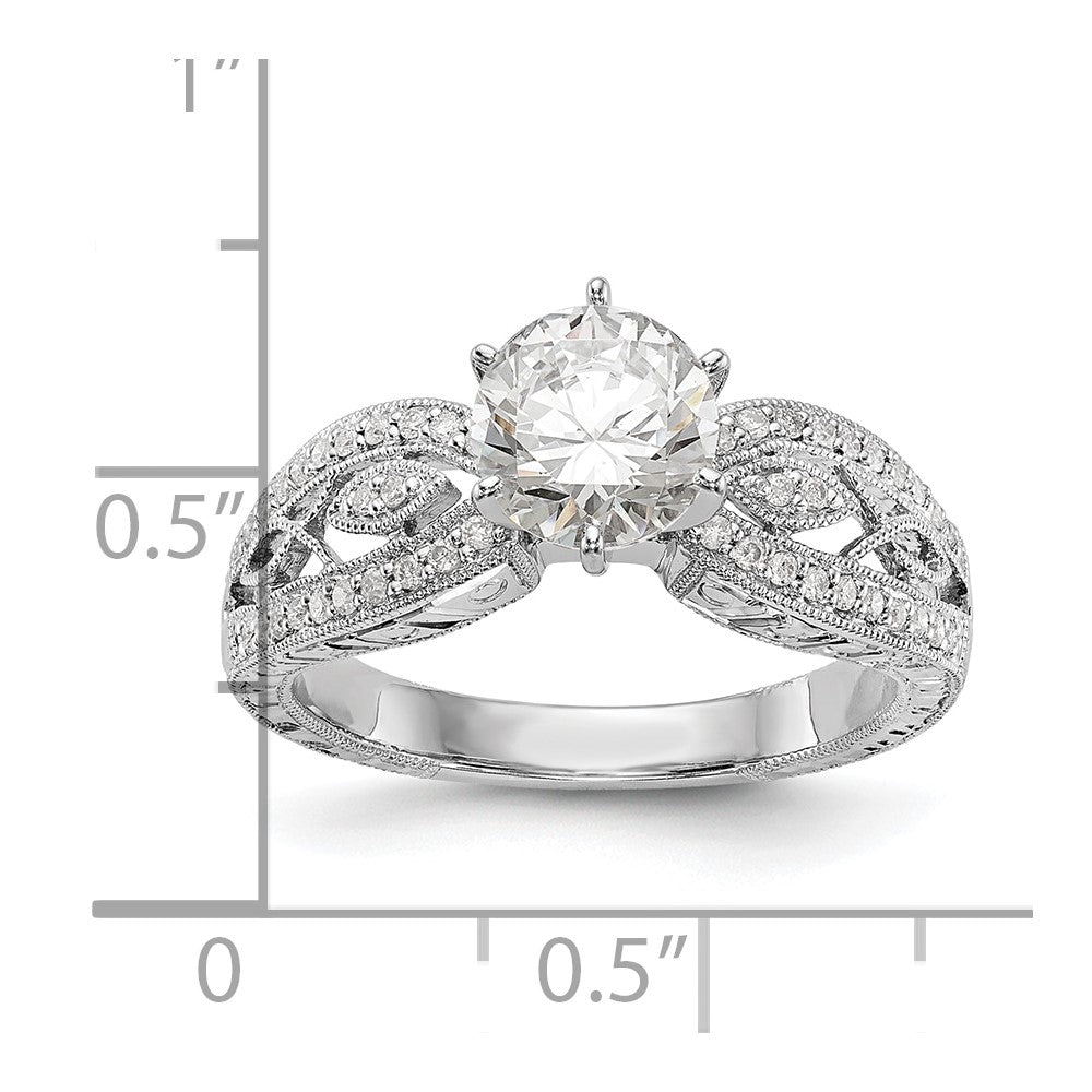 14K White Gold Vintage Peg Set 1/5 carat Diamond Semi-mount Engagement Ring