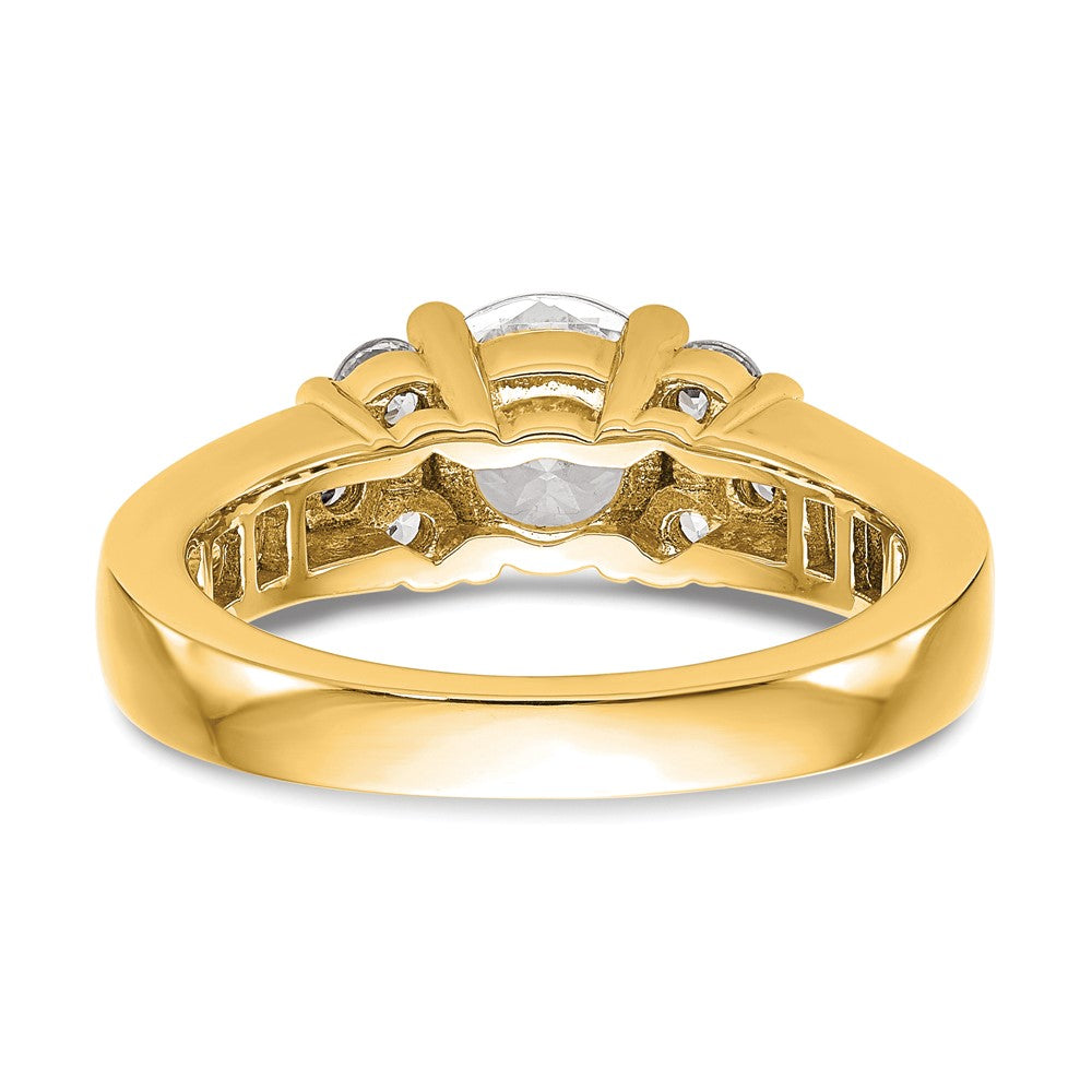 14k 3/4 carat Lab Grown Diamond VS/SI+ G+ 1 1/4 carat Center Round Semi Mount Channel Set Shared Prong Engagement Ring