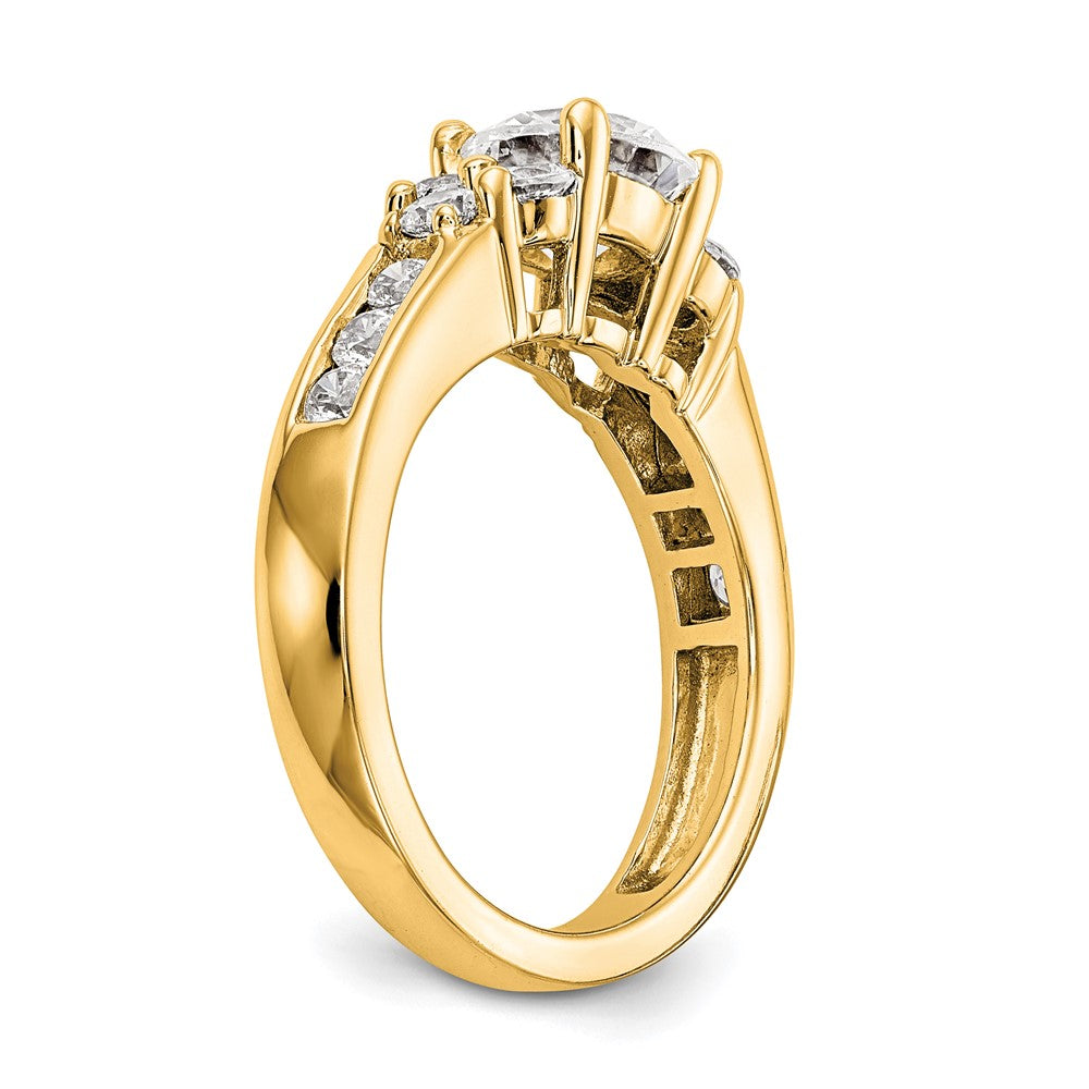 14k 3/4 carat Lab Grown Diamond VS/SI+ G+ 1 1/4 carat Center Round Semi Mount Channel Set Shared Prong Engagement Ring