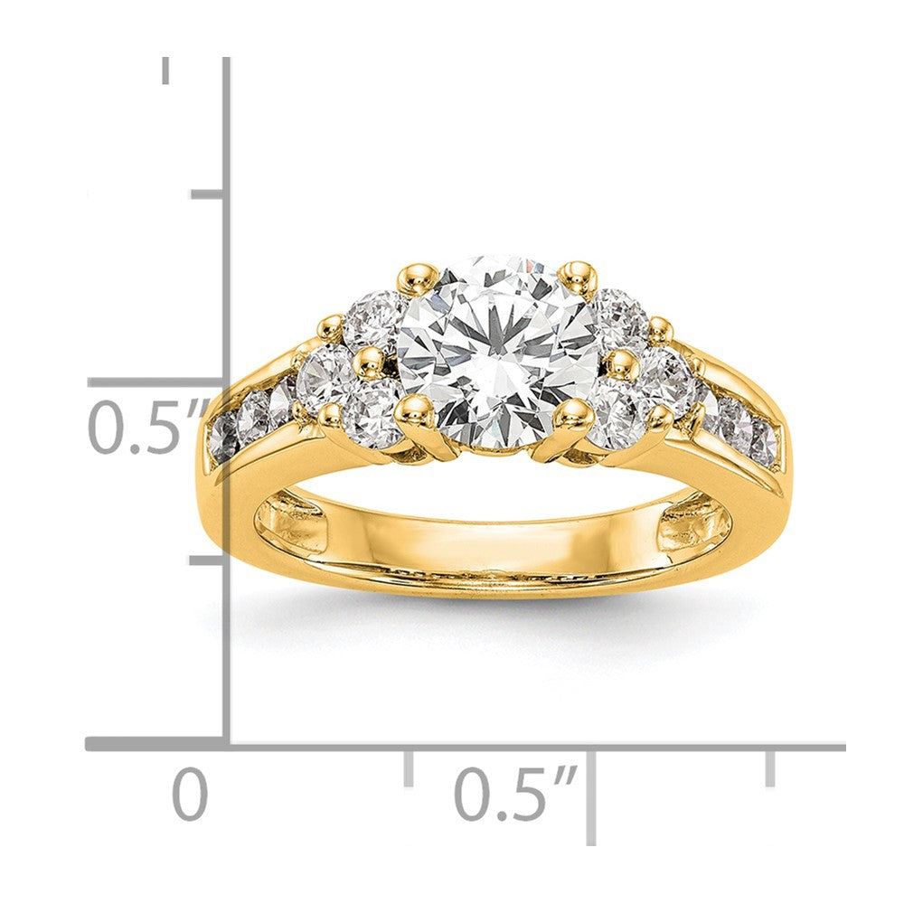 14k 3/4 carat Lab Grown Diamond VS/SI+ G+ 1 1/4 carat Center Round Semi Mount Channel Set Shared Prong Engagement Ring