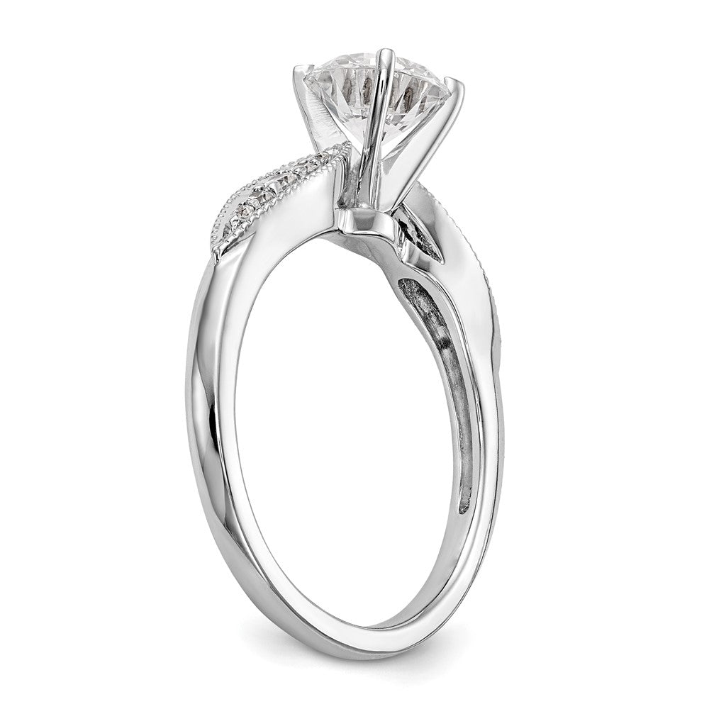 14K White Gold Peg Set 1/8 carat Diamond Semi-mount Engagement Ring
