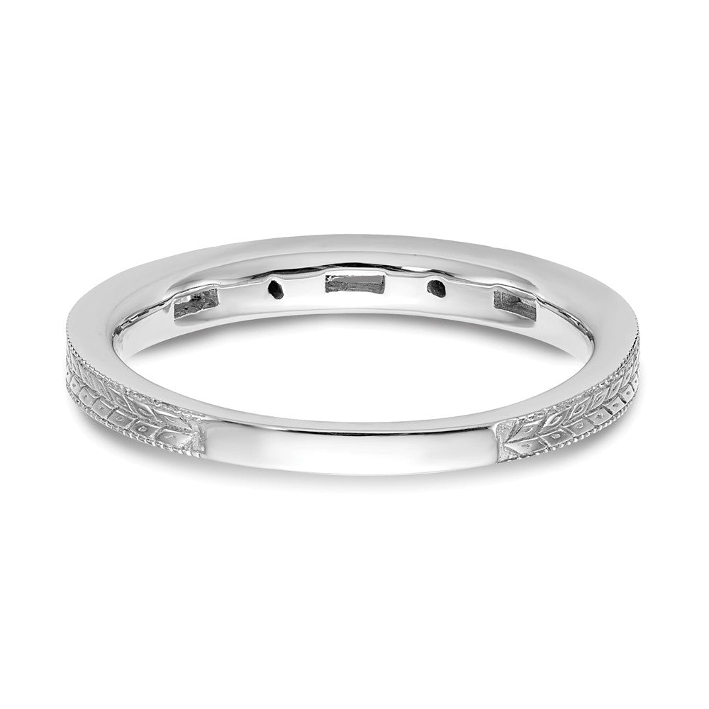 14k White Gold 1/10 carat Baguette/Round Diamond Complete Wedding Band