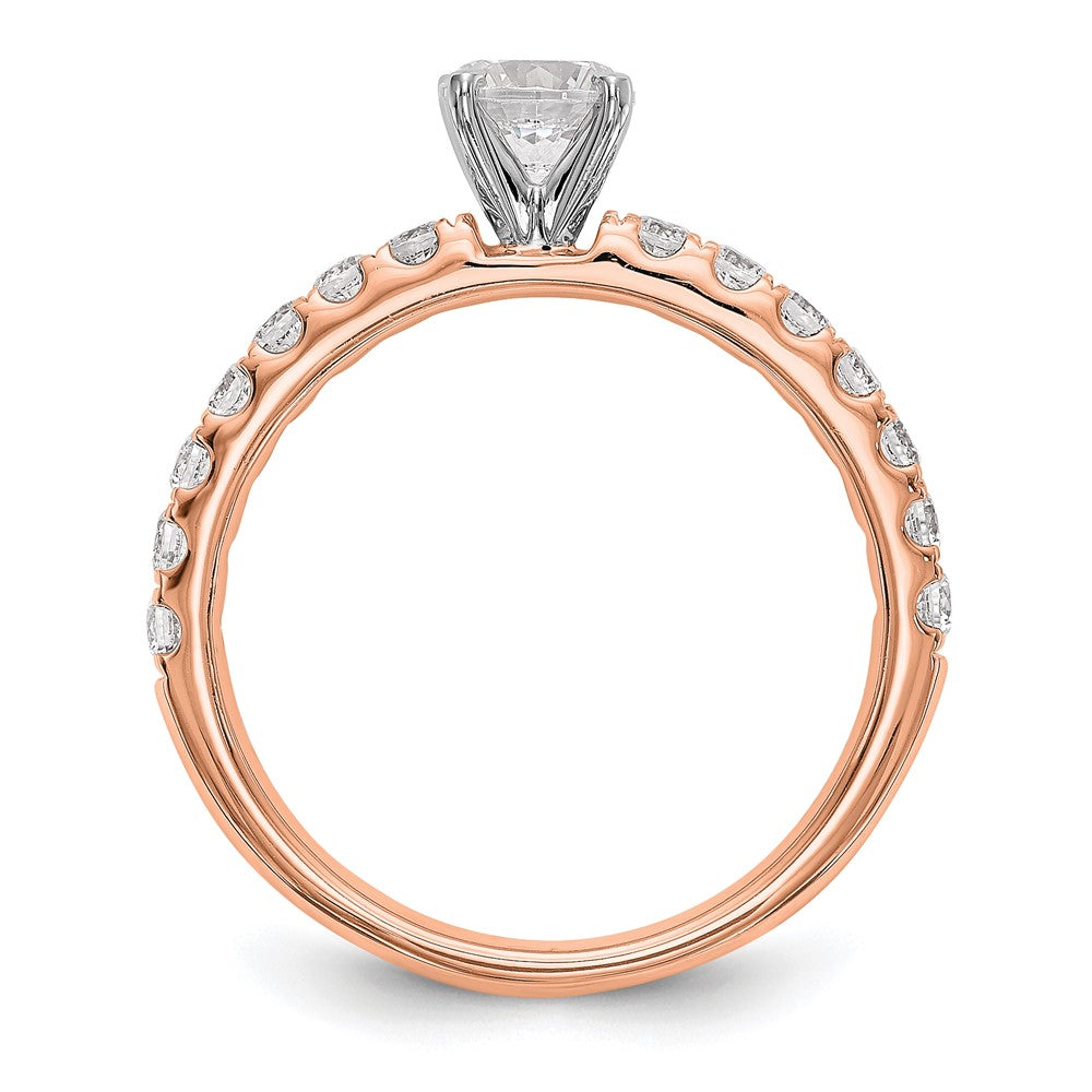 True Origin 14K Rose Gold 1/2 carat Lab Grown Diamond VS+ F+ Semi-Mount Peg Set Engagement Ring