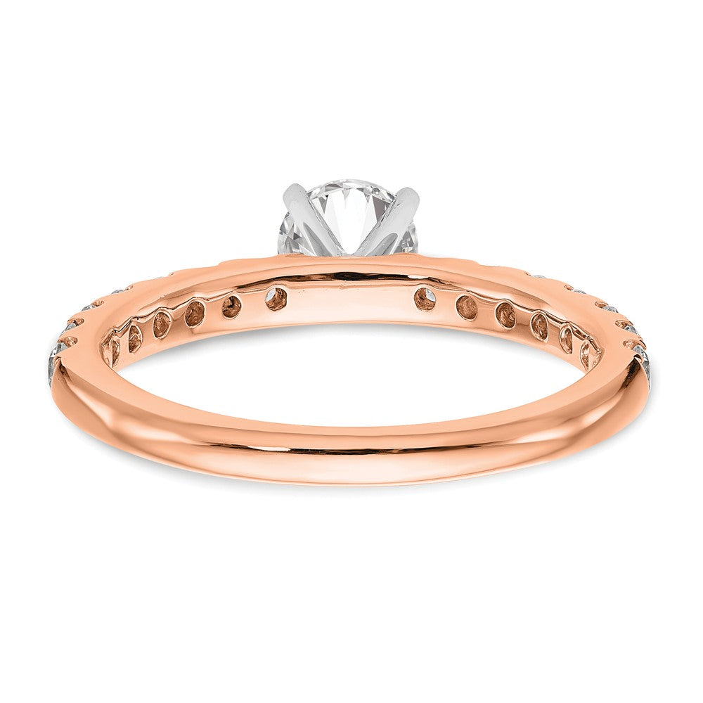 True Origin 14K Rose Gold 1/2 carat Lab Grown Diamond VS+ F+ Semi-Mount Peg Set Engagement Ring