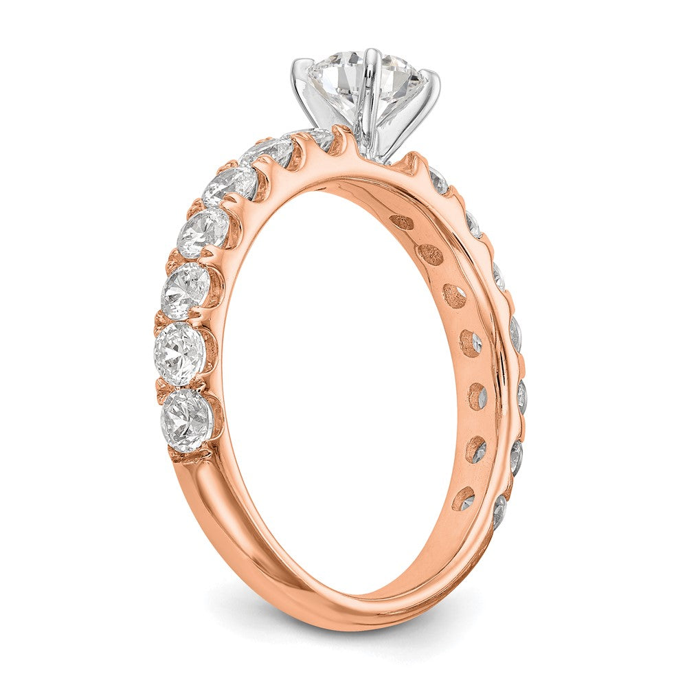 True Origin 14K Rose Gold 1/2 carat Lab Grown Diamond VS+ F+ Semi-Mount Peg Set Engagement Ring