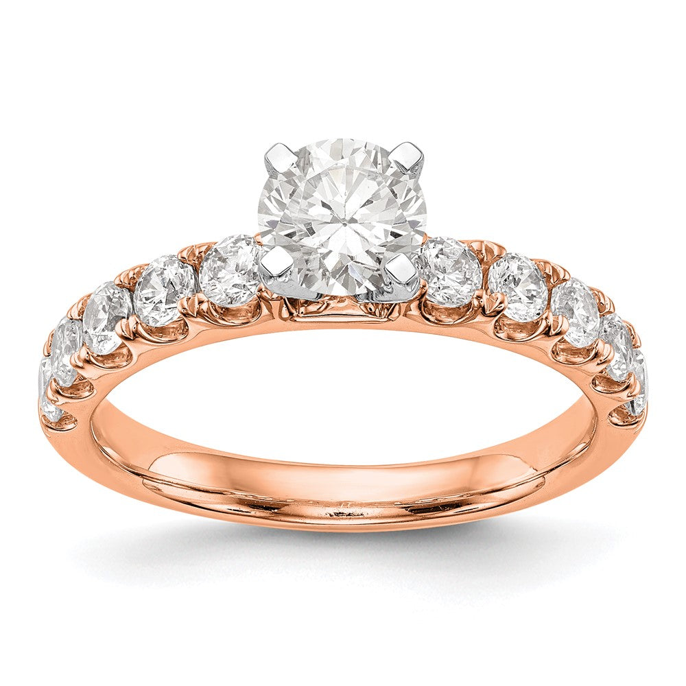 True Origin 14K Rose Gold 3/4 carat Lab Grown Diamond VS+ F+ Semi-Mount Peg Set Engagement Ring