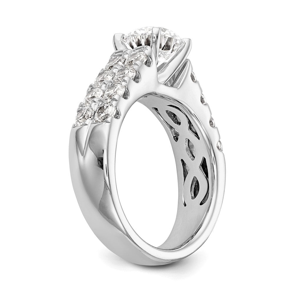 14k White Gold 1 3/8 carat Lab Grown Diamond VS/SI+ G+ Semi-Mount Peg Set Engagement Ring