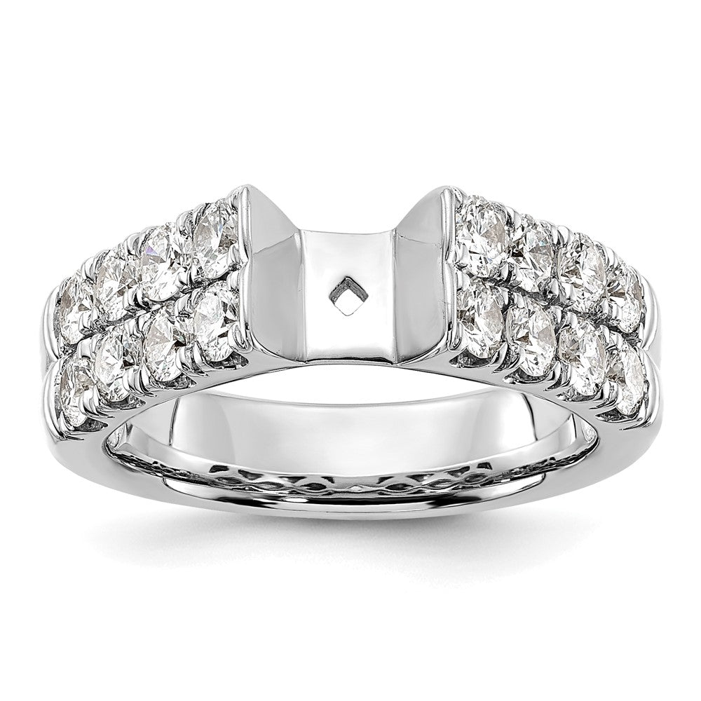 14k White Gold 1 3/8 carat Lab Grown Diamond VS/SI+ G+ Semi-Mount Peg Set Engagement Ring