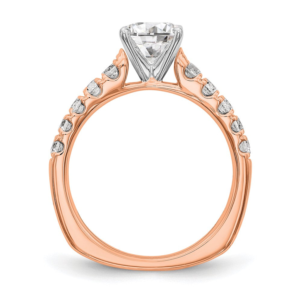 True Origin 14K Rose Gold 1/2 carat Lab Grown Diamond VS+ F+ Semi-Mount Peg Set Engagement Ring