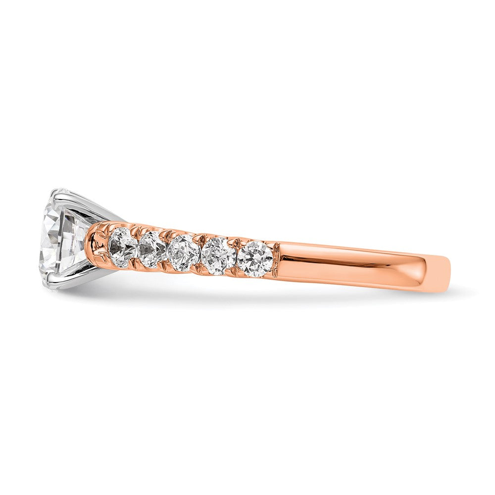 True Origin 14K Rose Gold 1/2 carat Lab Grown Diamond VS+ F+ Semi-Mount Peg Set Engagement Ring
