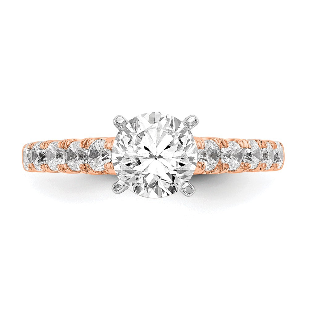 True Origin 14K Rose Gold 1/2 carat Lab Grown Diamond VS+ F+ Semi-Mount Peg Set Engagement Ring