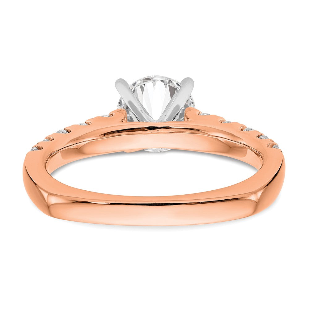 True Origin 14K Rose Gold 1/2 carat Lab Grown Diamond VS+ F+ Semi-Mount Peg Set Engagement Ring