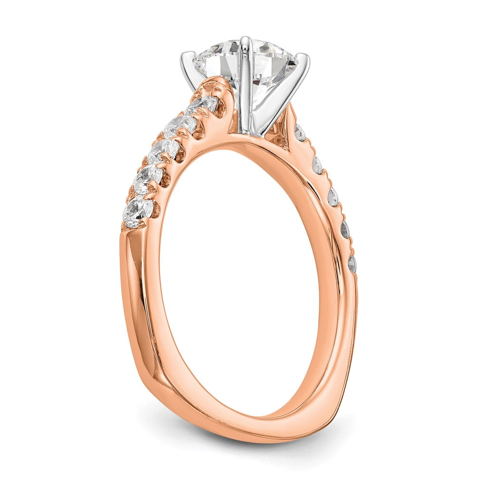 True Origin 14K Rose Gold 1/2 carat Lab Grown Diamond VS+ F+ Semi-Mount Peg Set Engagement Ring