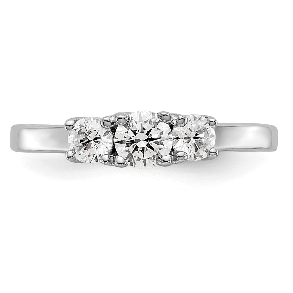 14k White Gold 1/2 carat Lab Grown Diamond VS/SI+ G+ Complete Three Stone Engagement Ring