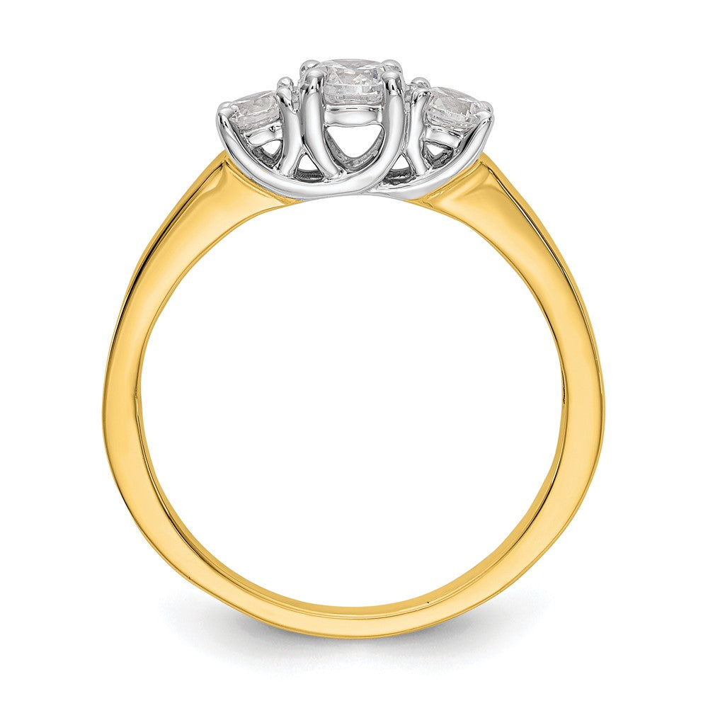 14k Two-tone 1/2 carat Lab Grown Diamond VS/SI+ G+ Complete Three Stone Engagement Ring