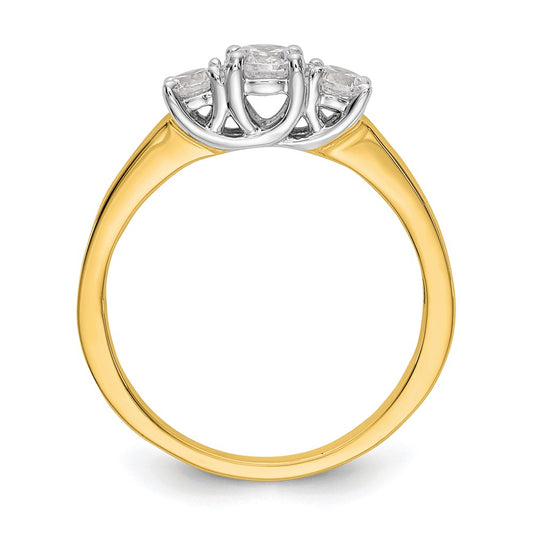 14k Two-tone 1/2 carat Lab Grown Diamond VS/SI+ G+ Complete Three Stone Engagement Ring