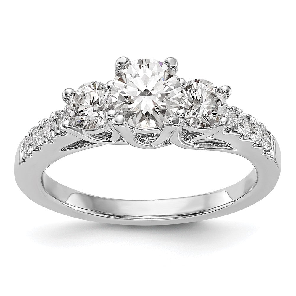 14k White Gold 1 1/5 carat Lab Grown Diamond VS/SI+ G+ Complete Size 7 Three Stone Engagement Ring