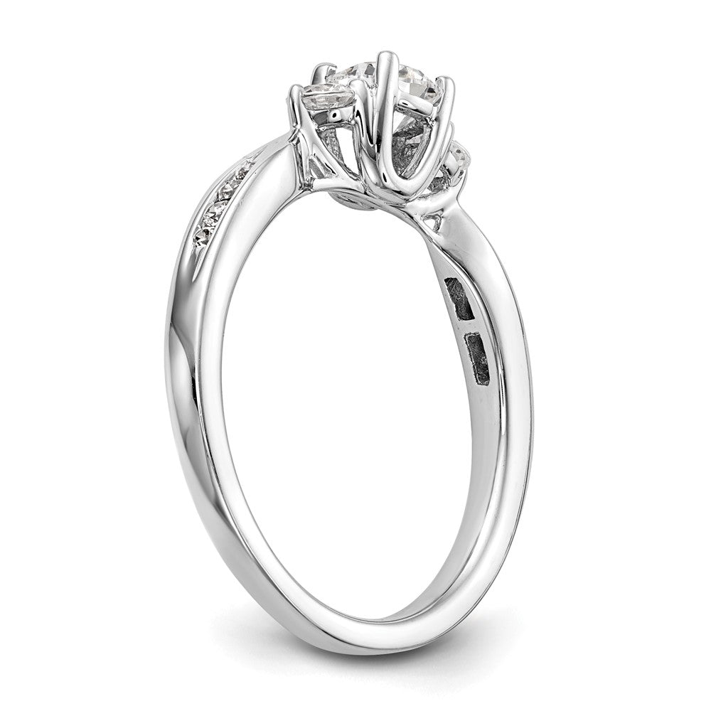 14k White Gold 5/8 carat Lab Grown Diamond VS/SI+ G+ Three Stone Complete Engagement Ring