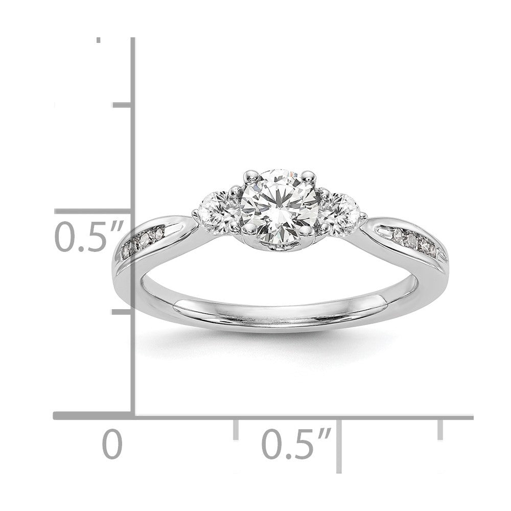 14k White Gold 5/8 carat Lab Grown Diamond VS/SI+ G+ Three Stone Complete Engagement Ring