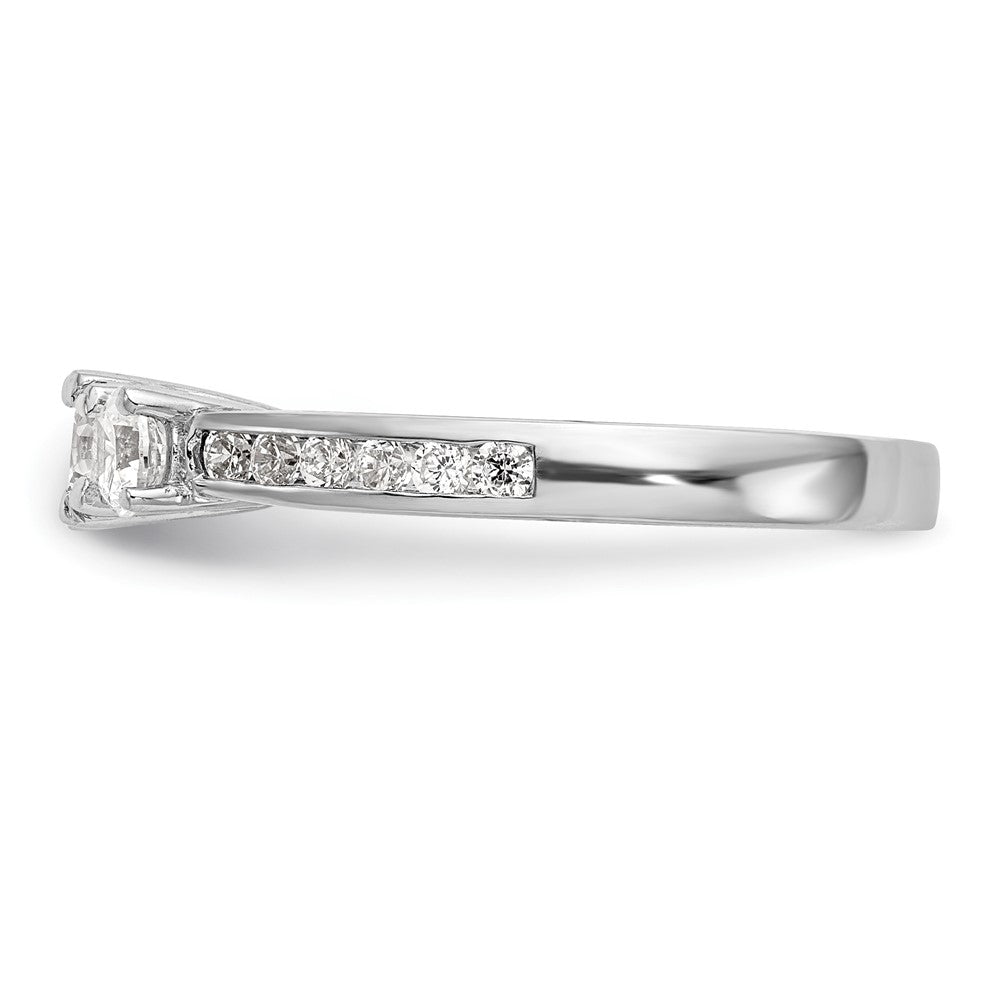 14k White Gold 1 carat Lab Grown Diamond VS/SI+ G+ Complete Three Stone Engagement Ring