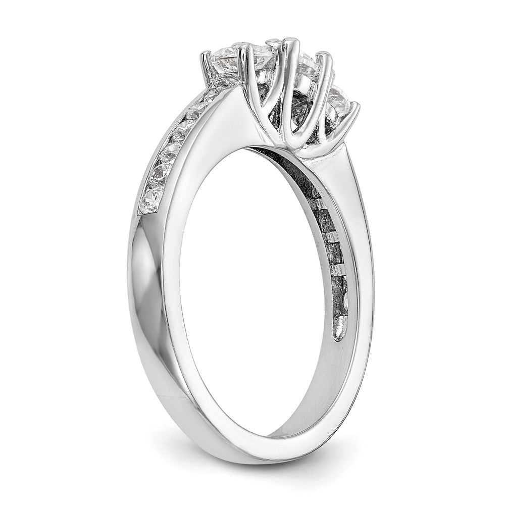 14k White Gold 1 carat Lab Grown Diamond VS/SI+ G+ Complete Three Stone Engagement Ring