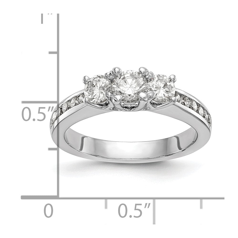 14k White Gold 1 carat Lab Grown Diamond VS/SI+ G+ Complete Three Stone Engagement Ring