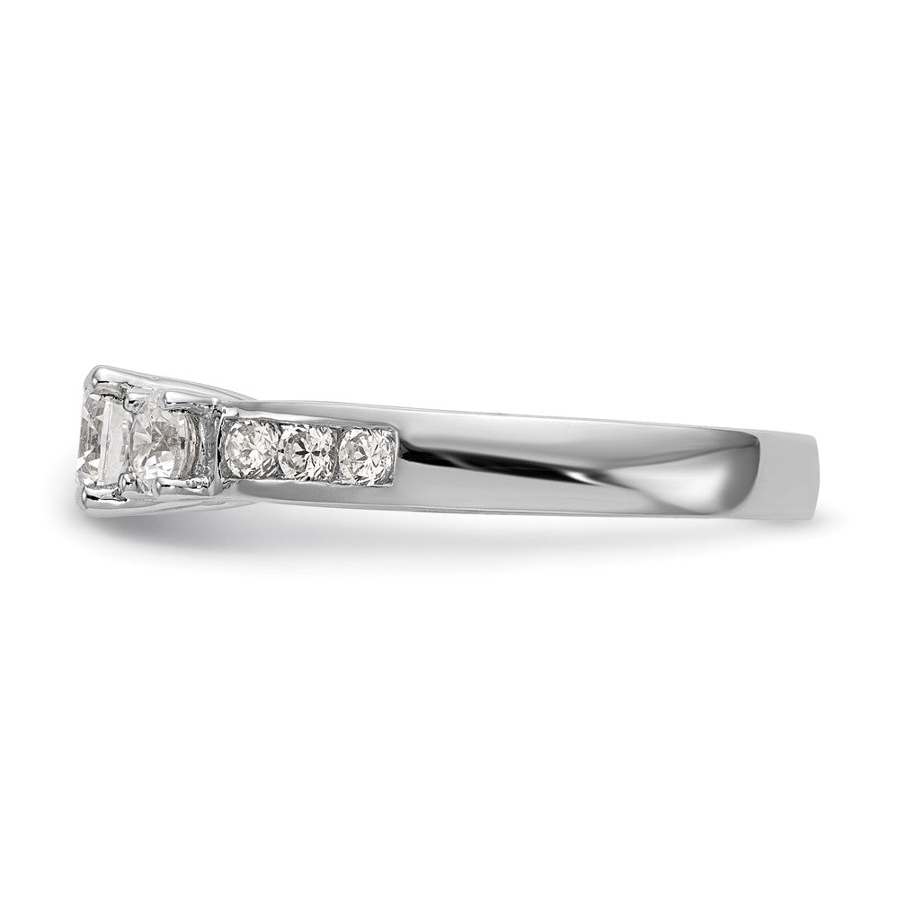 14k White Gold 1 carat Lab Grown Diamond VS/SI+ G+ Round Complete Three Stone Engagement Ring