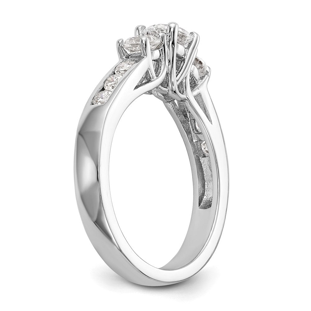 14k White Gold 1 carat Lab Grown Diamond VS/SI+ G+ Round Complete Three Stone Engagement Ring