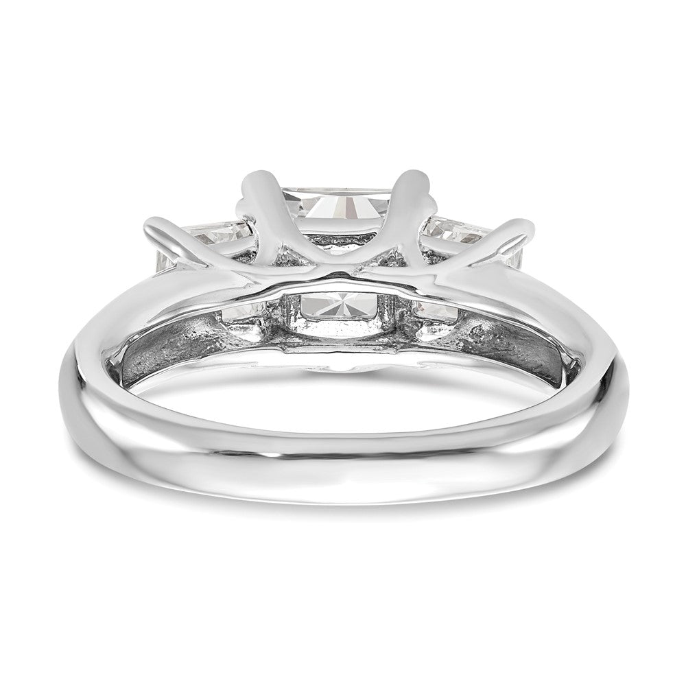 14K White Gold 3-Stone (Holds 1 carat (5.70mm) Princess Center and (2-4.5mm) Princess Sides) Engagement Ring Mounting