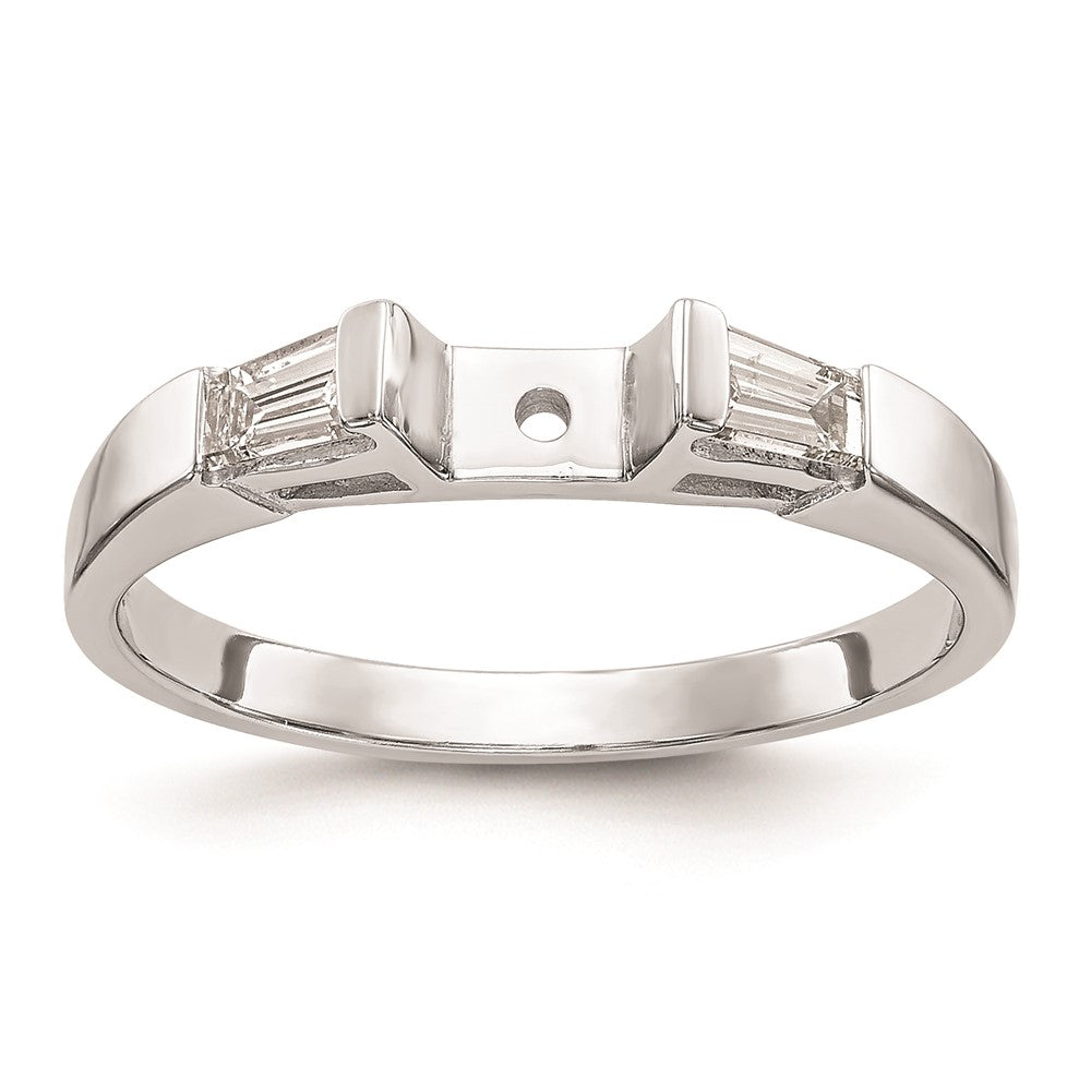14K White Gold 3-Stone Peg Set Center Engagement Ring Mounting