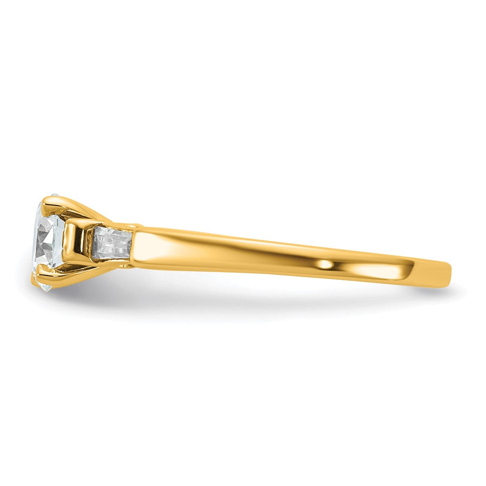 14K YG Gold 3-Stone Diamond Peg Set Includes 2-Baquette Side Stones Engagement Ring, No Head
