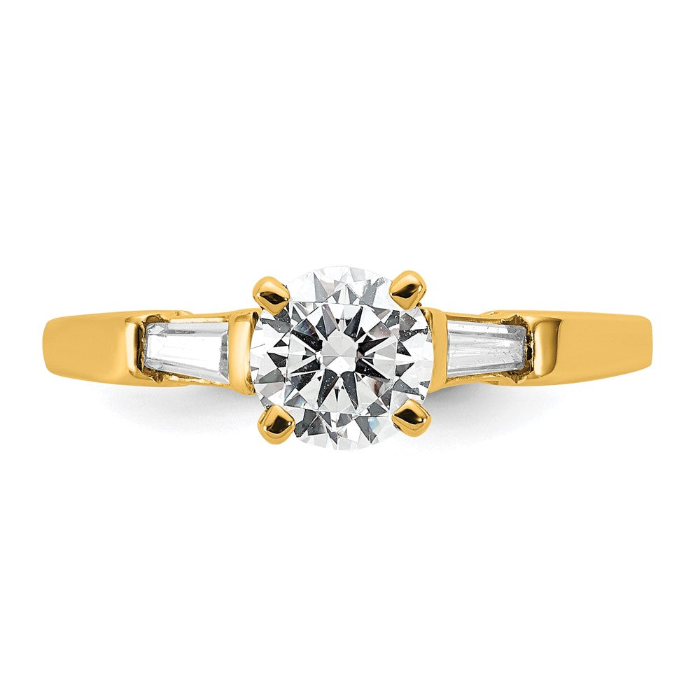 14K YG Gold 3-Stone Diamond Peg Set Includes 2-Baquette Side Stones Engagement Ring, No Head