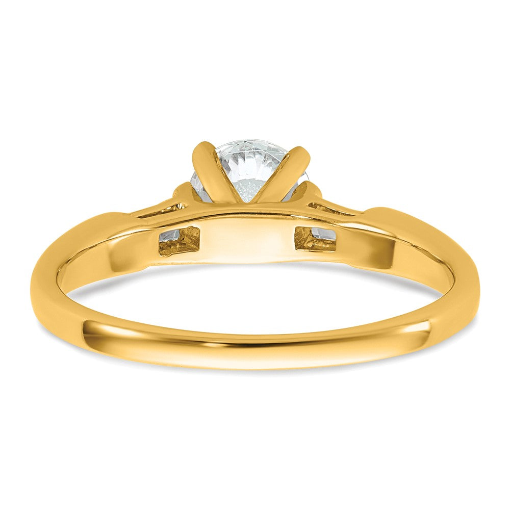 14K YG Gold 3-Stone Diamond Peg Set Includes 2-Baquette Side Stones Engagement Ring, No Head