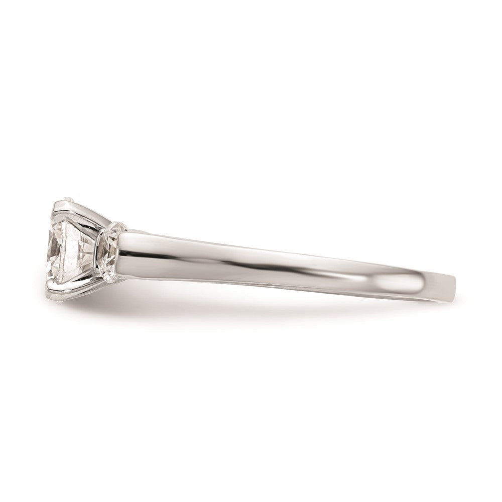 14K White Gold 3-Stone Peg Set Center (Holds (2-3.7mm) Round Sides) Engagement Ring Mounting