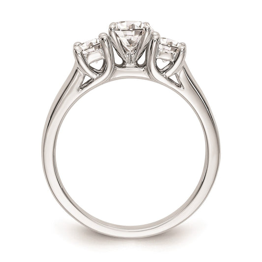 14K White Gold 3-Stone Peg Set Center (Holds (2-4.00mm) Round Sides) Engagement Ring Mounting