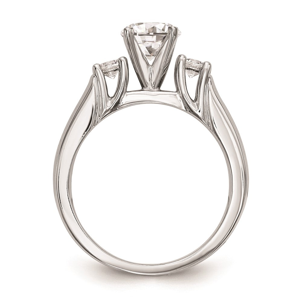 14K White Gold 3-Stone Peg Set Center (Holds (2-2.9mm) Round Sides) Engagement Ring Mounting