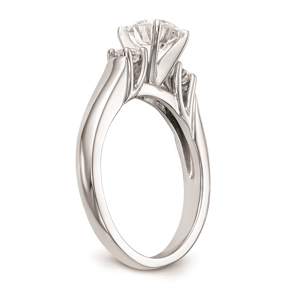 14K White Gold 3-Stone Peg Set Center (Holds (2-2.9mm) Round Sides) Engagement Ring Mounting