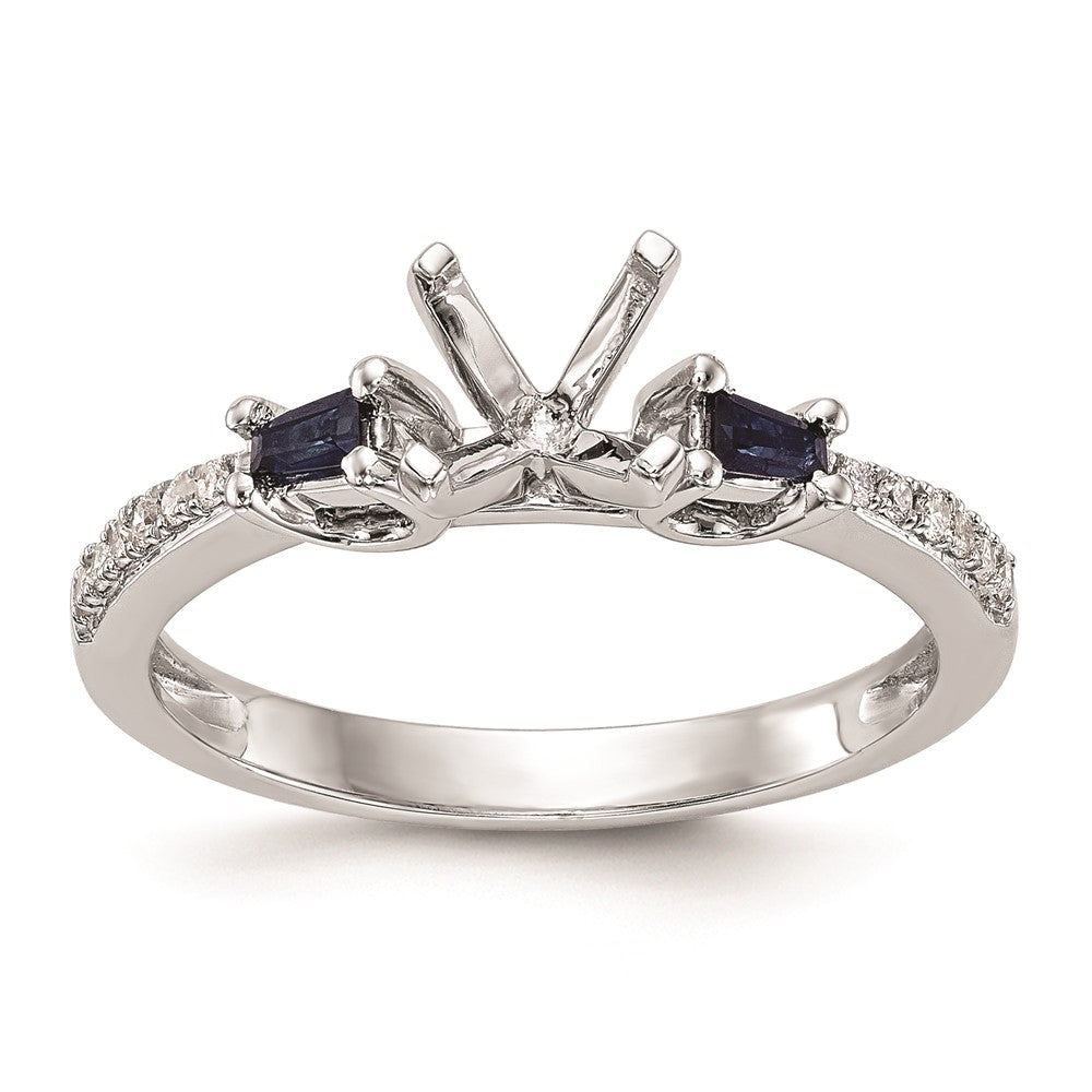 14k White Gold 3-stone Dia Peg Set w/Sapphire Semi-Mount Including 2-Sapphire Side Stones Engagement Ring