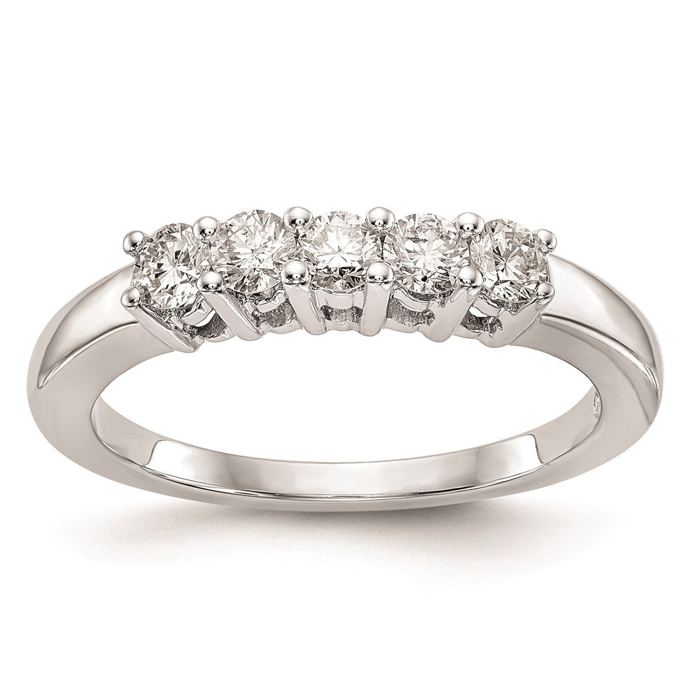 14K White Gold 5-Stone Diamond Wedding Band Mounting