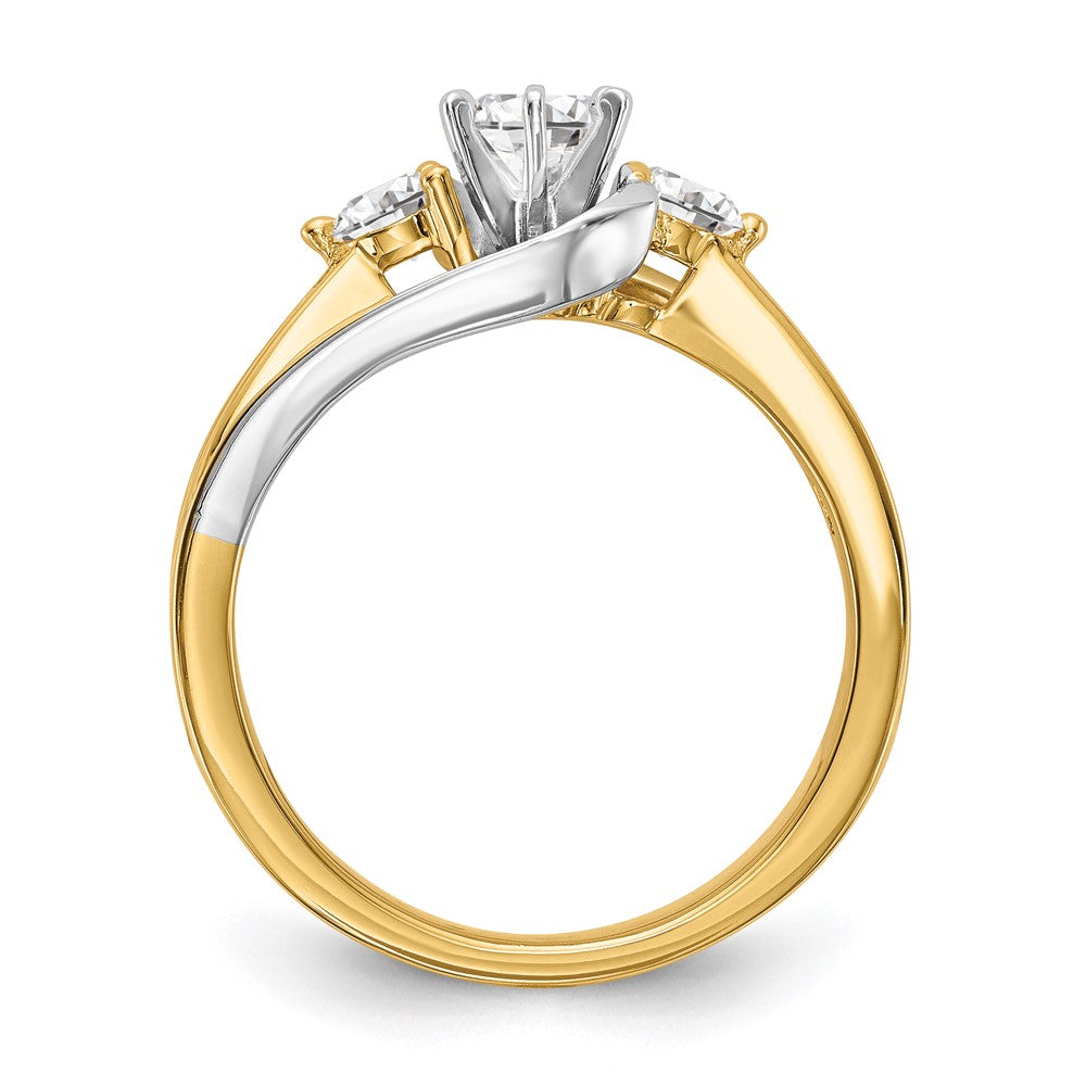 14k Two-tone 5/8 carat Lab Grown Diamond VS/SI+ G+ Semi Mount Peg Set Engagement Ring