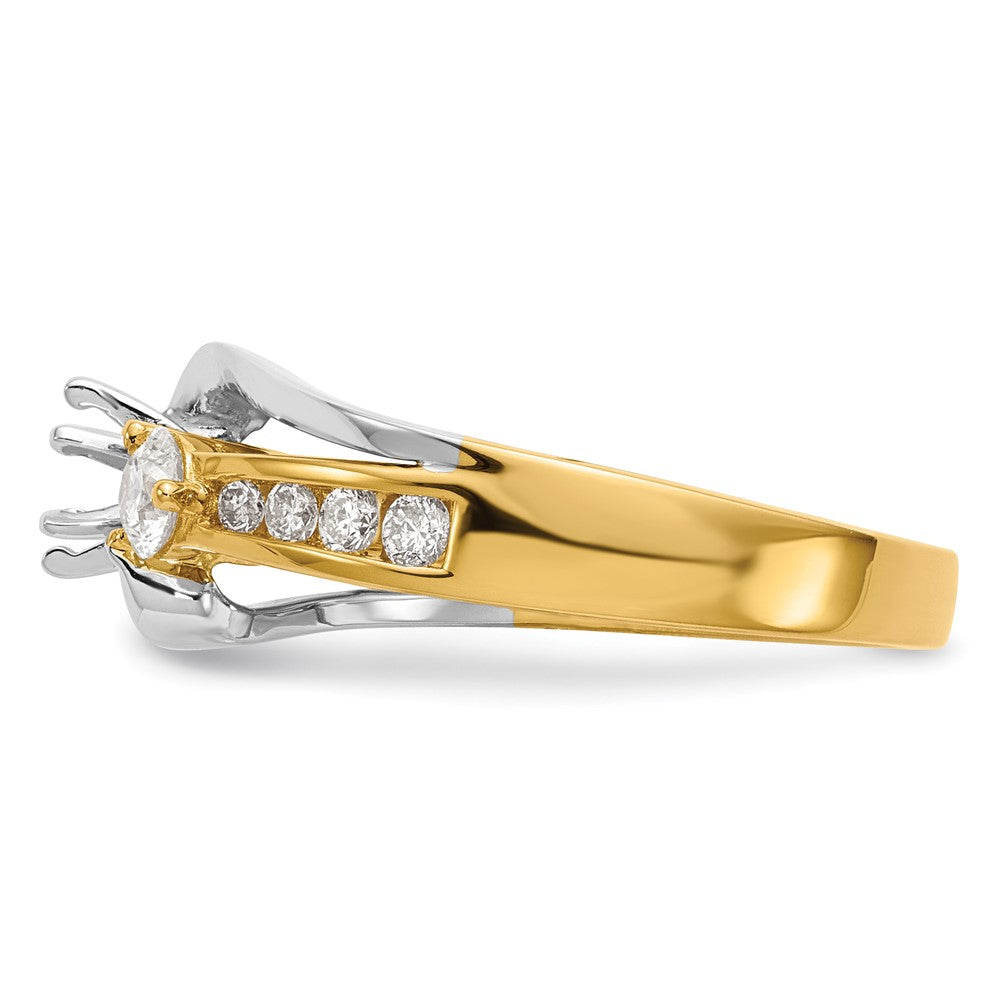 14k Two-tone 5/8 carat Lab Grown Diamond VS/SI+ G+ Semi Mount Peg Set Engagement Ring