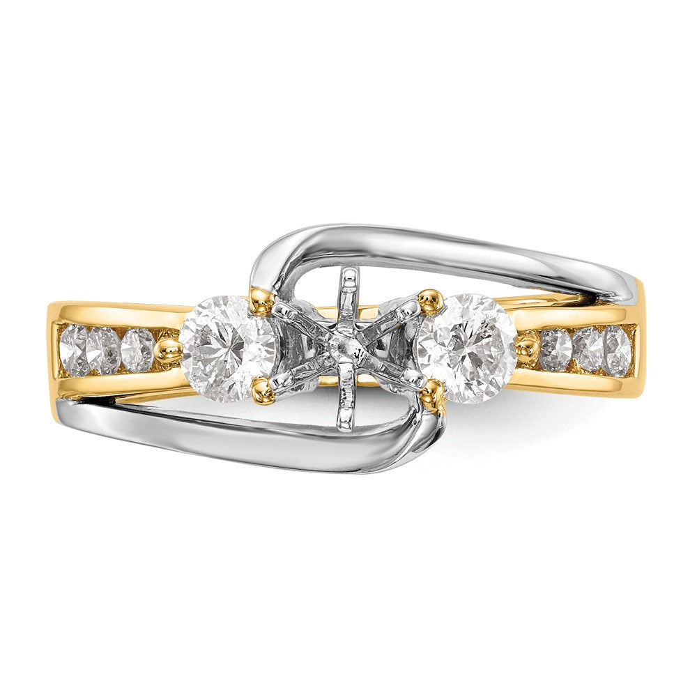 14k Two-tone 5/8 carat Lab Grown Diamond VS/SI+ G+ Semi Mount Peg Set Engagement Ring