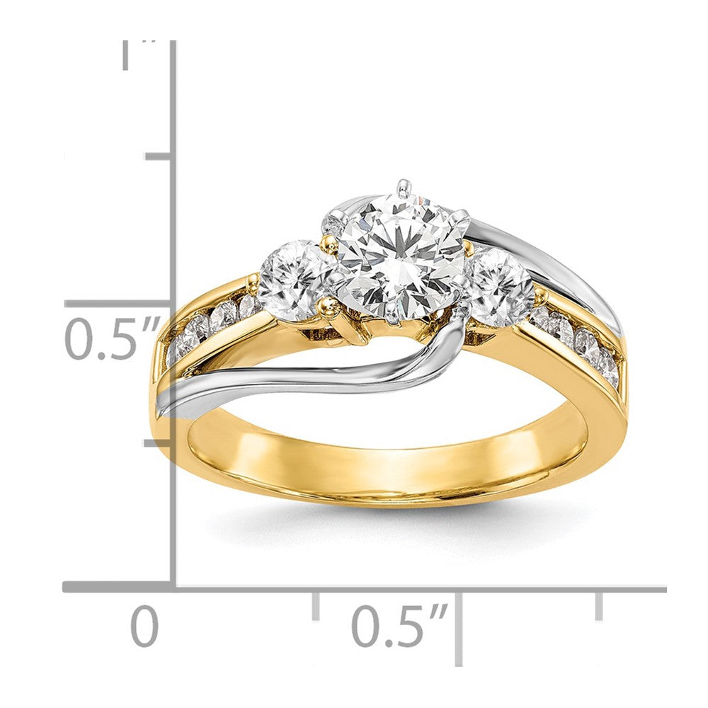 14k Two-tone 5/8 carat Lab Grown Diamond VS/SI+ G+ Semi Mount Peg Set Engagement Ring