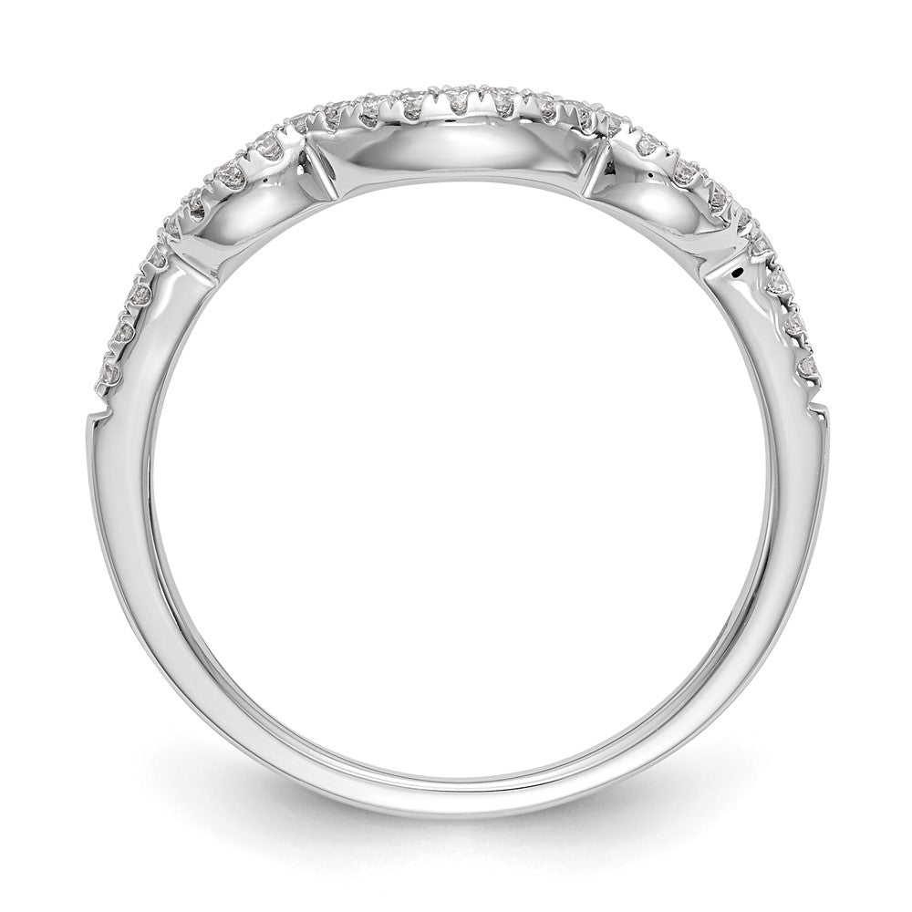 14K White Gold 1/8 carat Diamond Contoured Complete Wedding Band