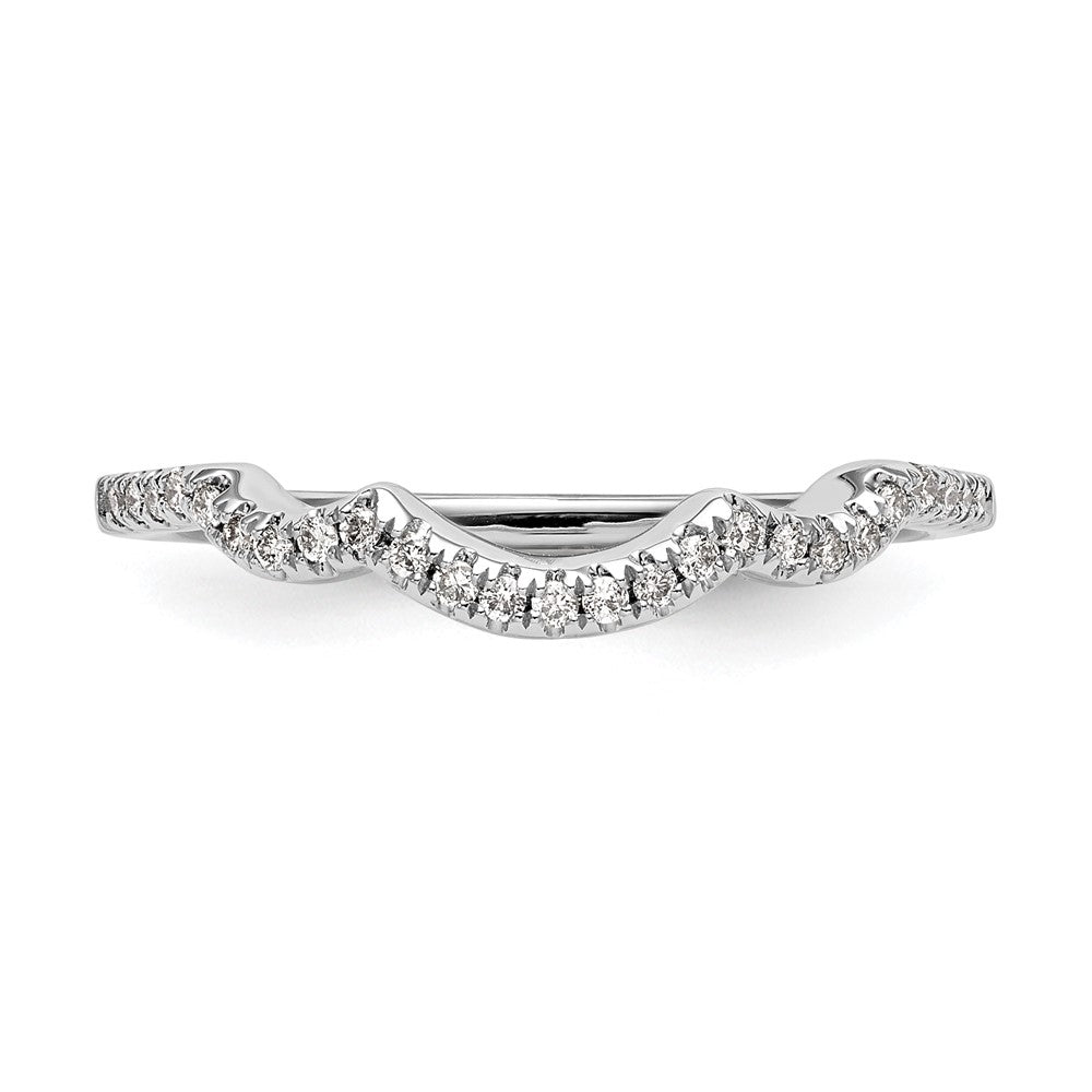 14K White Gold 1/8 carat Diamond Contoured Complete Wedding Band