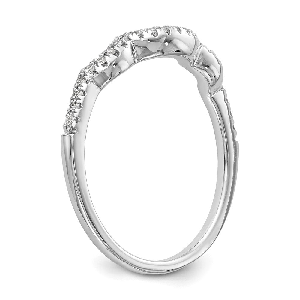 14K White Gold 1/8 carat Diamond Contoured Complete Wedding Band