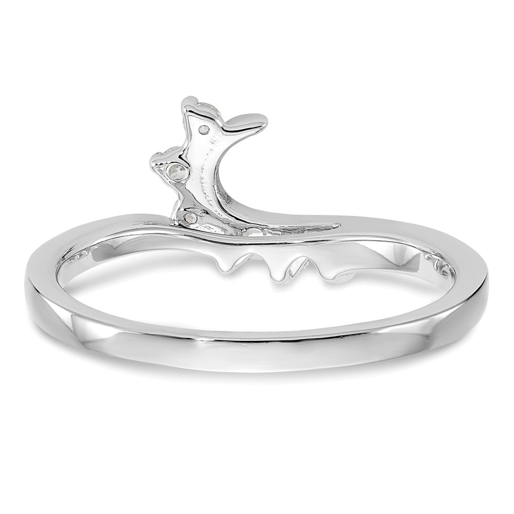 14K White Gold Swirled 1/6 carat Diamond Complete Wrap Ring
