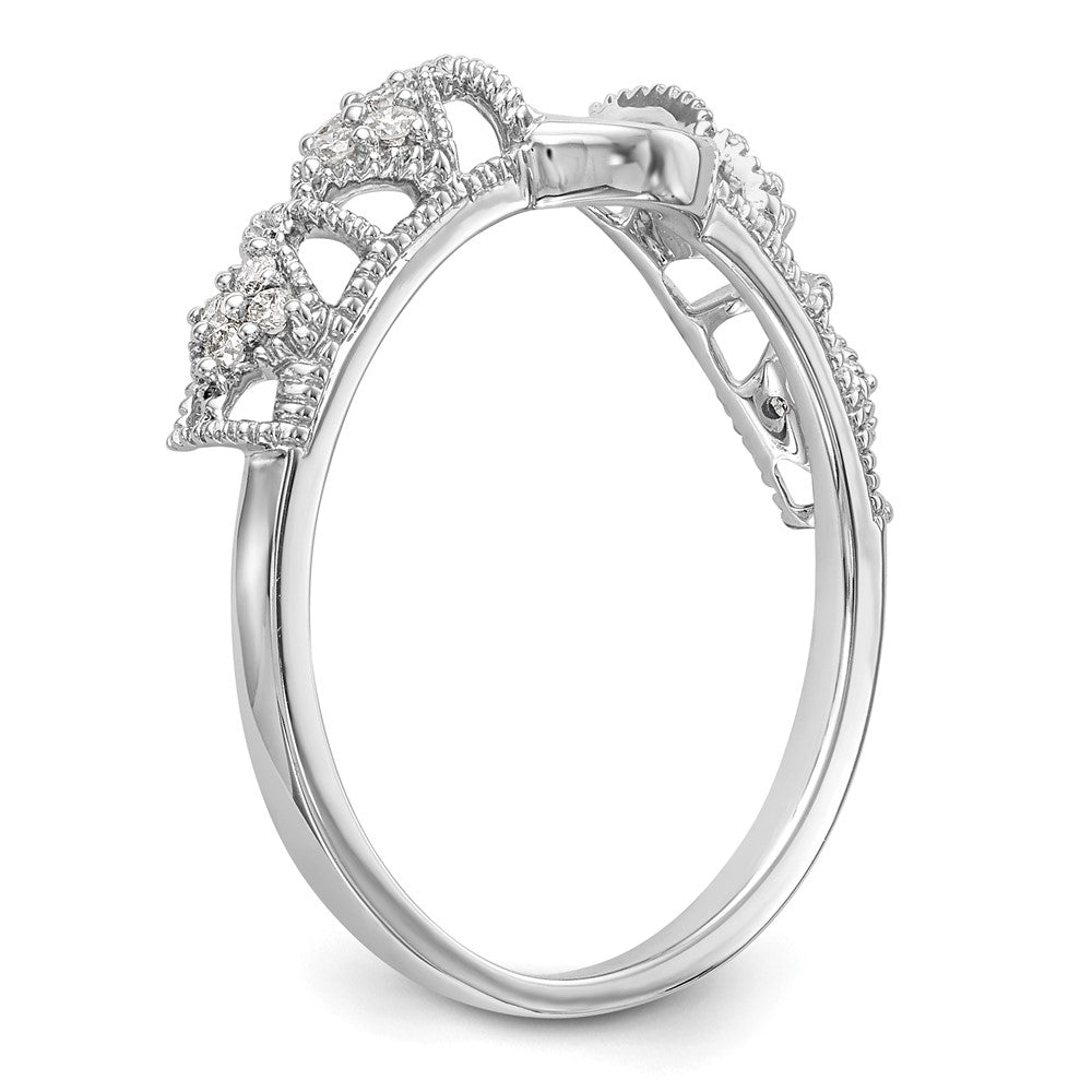 14K White Gold Filigree 1/10 carat Diamond Complete Wrap Ring