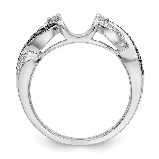 14K White Gold 1/5 carat Black and White Diamond Complete Wrap Ring